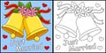 Wedding Bell Just Married Coloring Illustration