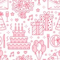 Wedding, birthday party seamless pattern