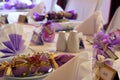 Wedding or birthday table setting, landscape Royalty Free Stock Photo