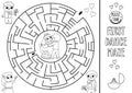 Wedding black and white maze for kids with dancing bride and groom. Marriage printable activity. Matrimonial labyrinth coloring