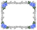 Wedding border Blue roses Royalty Free Stock Photo