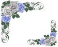 Wedding Border Blue roses Royalty Free Stock Photo