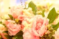 Wedding bouquet of artificial flowers.Very beautiful background from beige artificial flowers