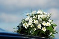 Wedding Bouquet On A Black Car Royalty Free Stock Photo