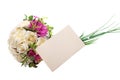 Wedding birthday mother day flower romantic greeting card mock up isolated on white background flowers bouquet paper card floral