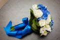 Wedding bouquet with blue flowers Royalty Free Stock Photo