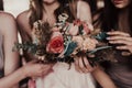 Wedding bouquet and body parts Royalty Free Stock Photo