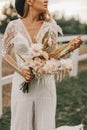 Wedding bouquet of the bride, boho style