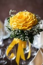 Wedding bouquet of the bride. bouquet flower big rose assembled from a large number of roses petals. decorated with baby