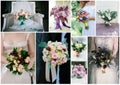 Wedding bouquet collage. Wedding flowers from ceremony