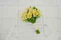 wedding bouquet of cream roses and eustoma Royalty Free Stock Photo