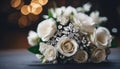 Wedding bouquet with diamonds and white roses Royalty Free Stock Photo