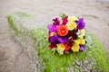 Wedding bouquet flower on tropical sand beach Royalty Free Stock Photo