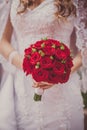 Wedding bouquet of flowers held by a bride Royalty Free Stock Photo