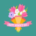 Wedding bouquet flowers vector illustration. Happy women`s day. Beautiful wedding congratulation bouquet isolated on