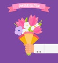 Wedding bouquet flowers vector illustration. Wedding bouquet flowers. Beautiful wedding congratulation bouquet isolated