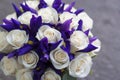 Wedding bouquet of flowers. White and blue flowers close-up Royalty Free Stock Photo