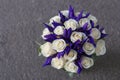 Wedding bouquet of flowers. White and blue flowers close-up Royalty Free Stock Photo