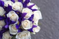 Wedding bouquet of flowers. White and blue flowers close-up Royalty Free Stock Photo