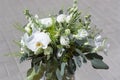 Wedding bouquet of flowers. White flower. The bouquet stands on a wooden box Royalty Free Stock Photo