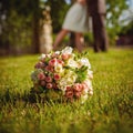 Wedding bouquet on the grass