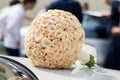 Wedding bouquet on the hood of the car Royalty Free Stock Photo