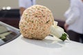 Wedding bouquet on the hood of the car Royalty Free Stock Photo