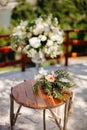 Wedding bouquet orchids and peonies