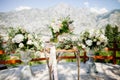 Wedding bouquet orchids and peonies