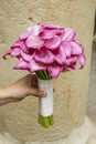 Wedding bouquet with pink callas