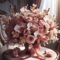 Wedding bouquet of pink and white flowers in vase Royalty Free Stock Photo