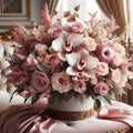 Wedding bouquet of pink and white flowers in vase Royalty Free Stock Photo