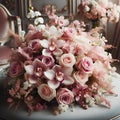 Wedding bouquet of pink and white flowers in vase Royalty Free Stock Photo