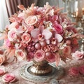 Wedding bouquet of pink and white flowers in vase Royalty Free Stock Photo