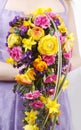 Wedding bouquet with ranunculus, daffodil and carnation Royalty Free Stock Photo