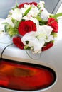 Wedding bouquet of red roses and white lilies Royalty Free Stock Photo