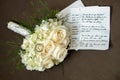 Wedding Bouquet With Rings And Vows Royalty Free Stock Photo