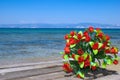 Wedding bouquet of roses on the beach Royalty Free Stock Photo