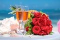 Wedding bouquet with the sea in background Royalty Free Stock Photo