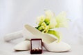 Wedding bouquet and shoes Royalty Free Stock Photo