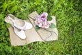 Wedding bouquet and shoes Royalty Free Stock Photo