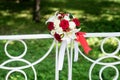 Wedding bouquet with white and red rose Royalty Free Stock Photo