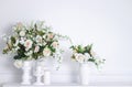 Wedding bouquet of white roses in a vase. Wedding decorations. White Rose. Royalty Free Stock Photo