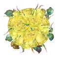 Wedding bouquet of yellow golden roses.