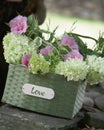 Wedding bouquets love basket Royalty Free Stock Photo
