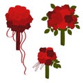 Wedding bouquets in red tones. Vector illustration.