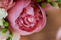 Wedding Bridal bouquet classic shapes in pink tones. Wedding floristry. peony large Royalty Free Stock Photo