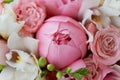 Wedding Bridal bouquet classic shapes in pink tones. Wedding floristry. peony large Royalty Free Stock Photo