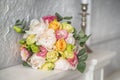 Wedding bridal bouquet in gentle pastel colors