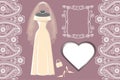 Wedding bridal dress with frame,label,paisley